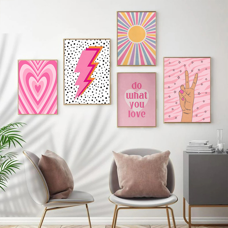 Abstract Pink Lightning Gradie - Home Decor Japandi 评论和价格