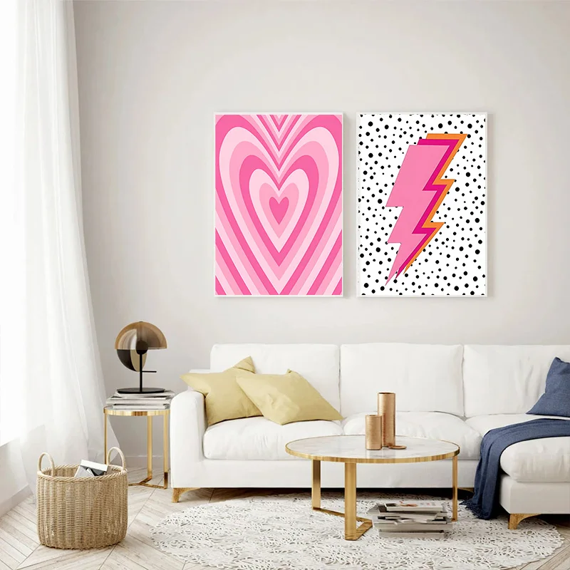 Abstract Pink Lightning Gradie - Home Decor Japandi 评论和价格