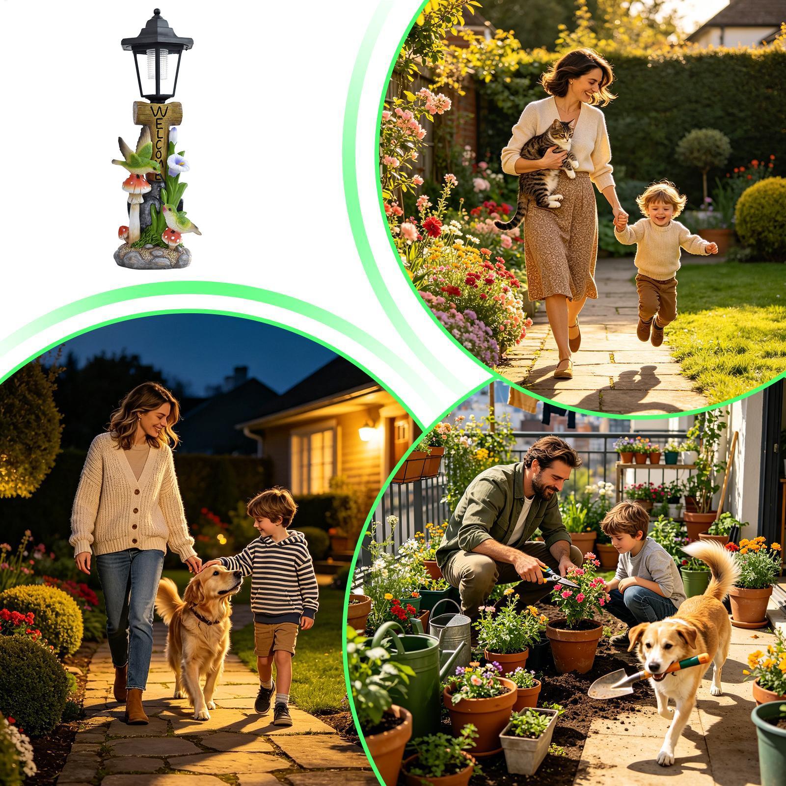 Solar Garden Lights Statue Aut - Home Decor Resin 评论和价格