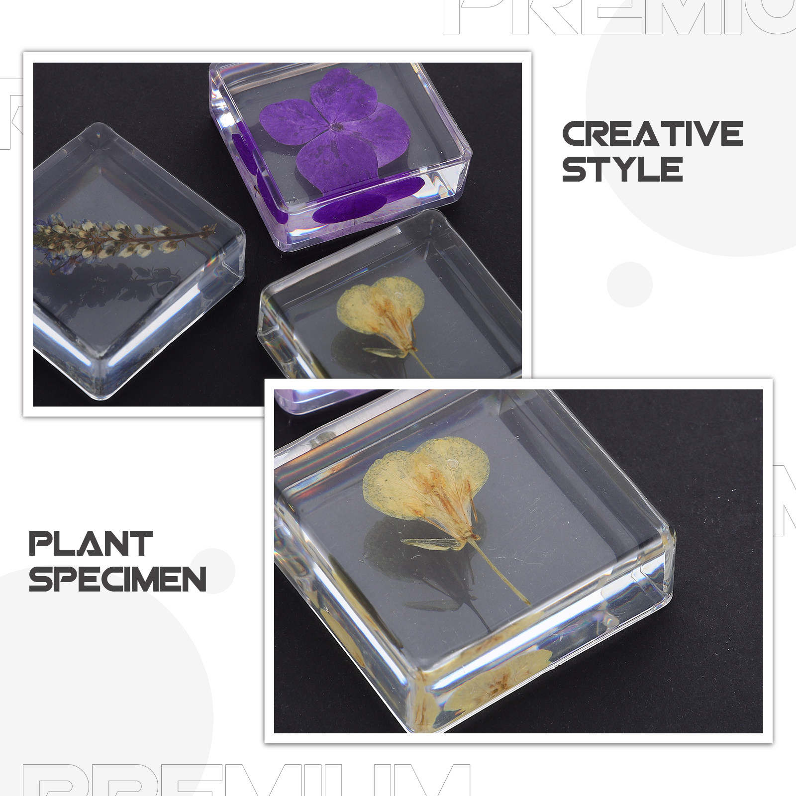 3Pcs Flower Resin Specimen Bot - Home Decor Resin 评论和价格