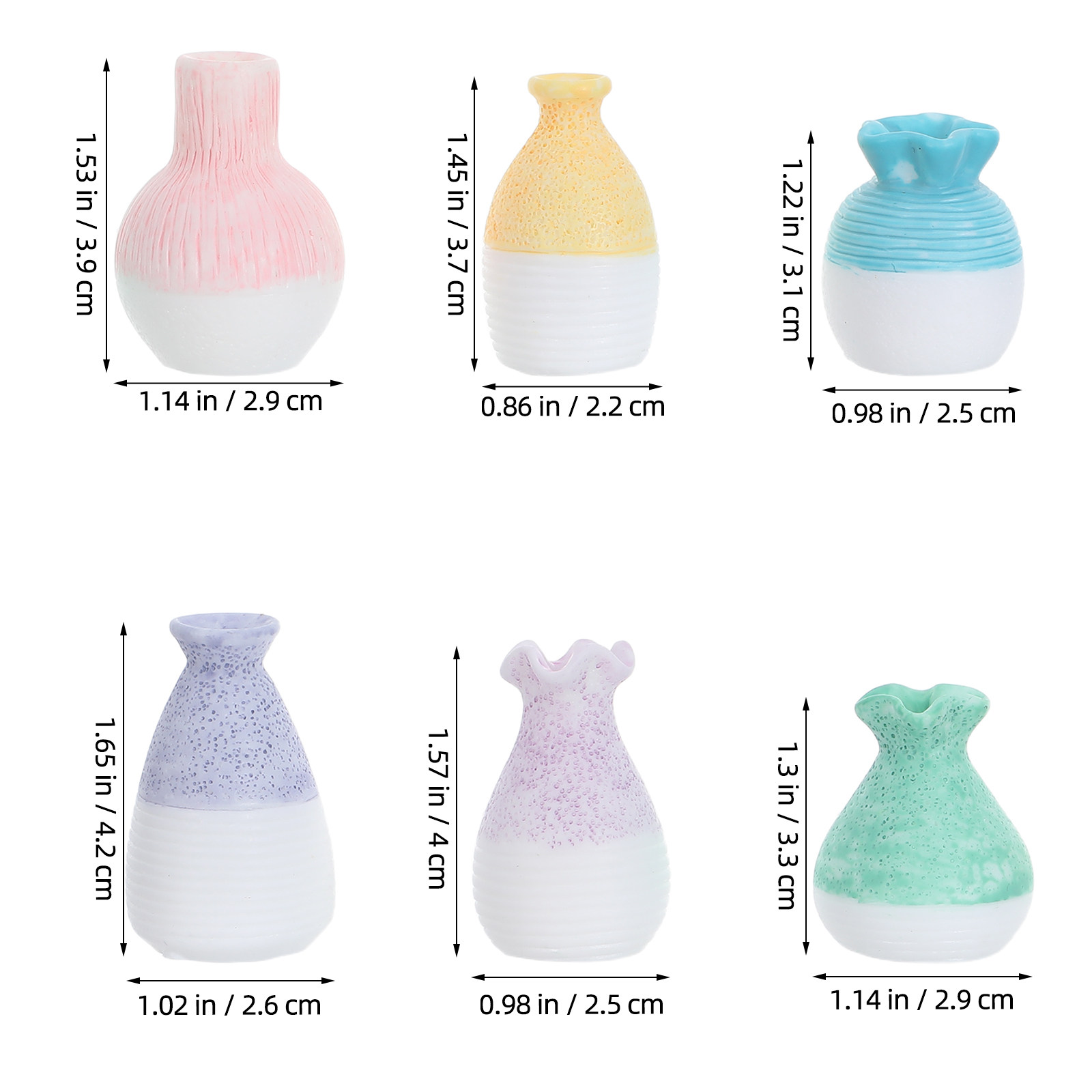 6Pcs Miniature Vase Resin Micr - Home Decor Resin 评论和价格
