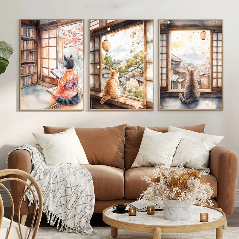 Japanese Black Cat Bathing Moo - Home Decor Japandi 评论和价格