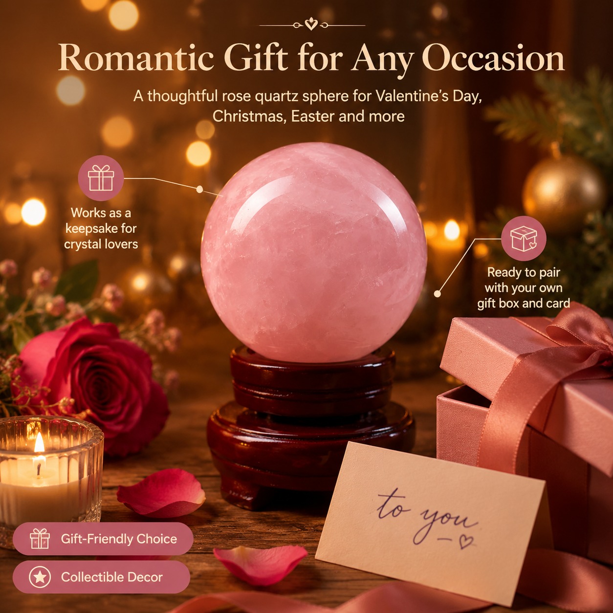 A pink rose quartz ball with a - Home Decor Enthusiast 评论和价格