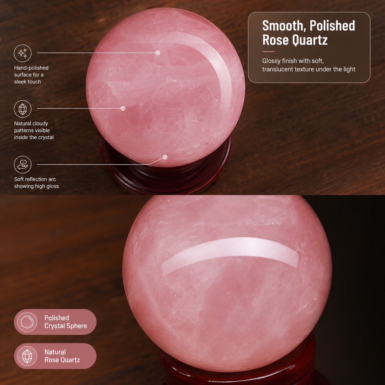 A pink rose quartz ball with a - Home Decor Enthusiast 评论和价格