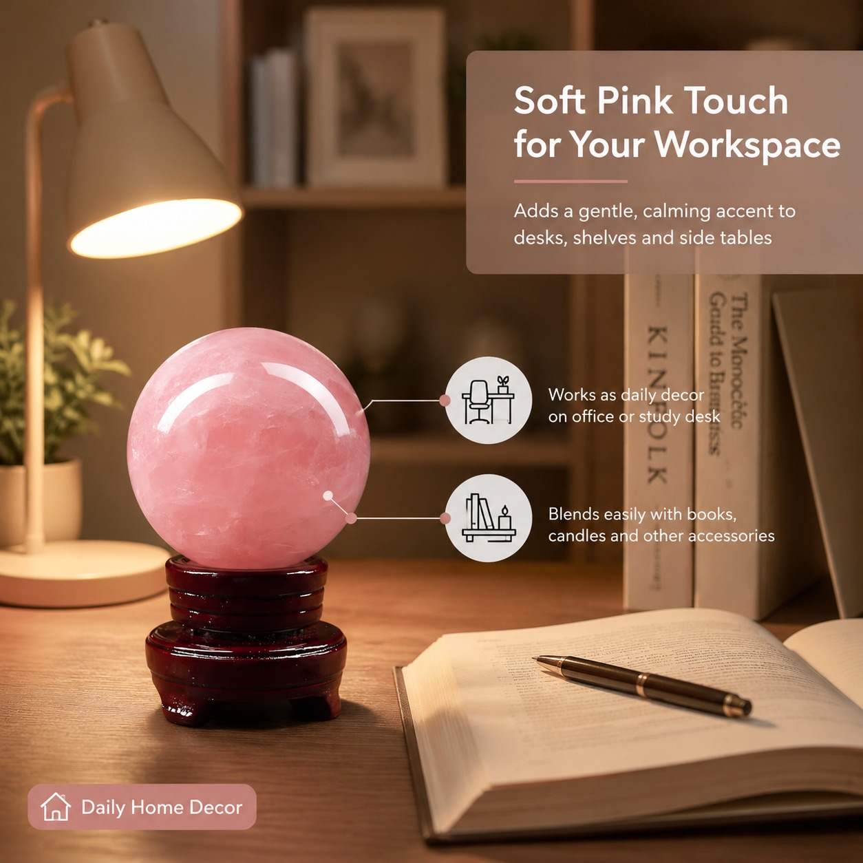 A pink rose quartz ball with a - Home Decor Enthusiast 评论和价格