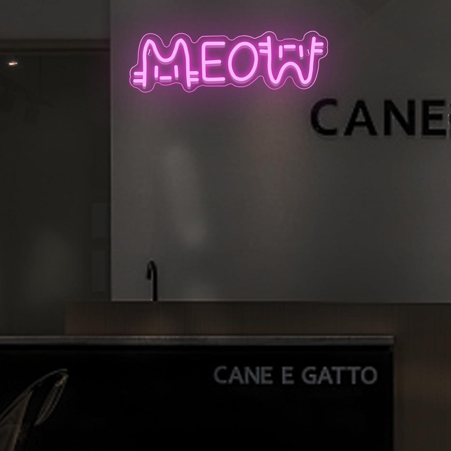 Meow Neon Sign Cat USB Powered - Home Decor Lighting 评论和价格