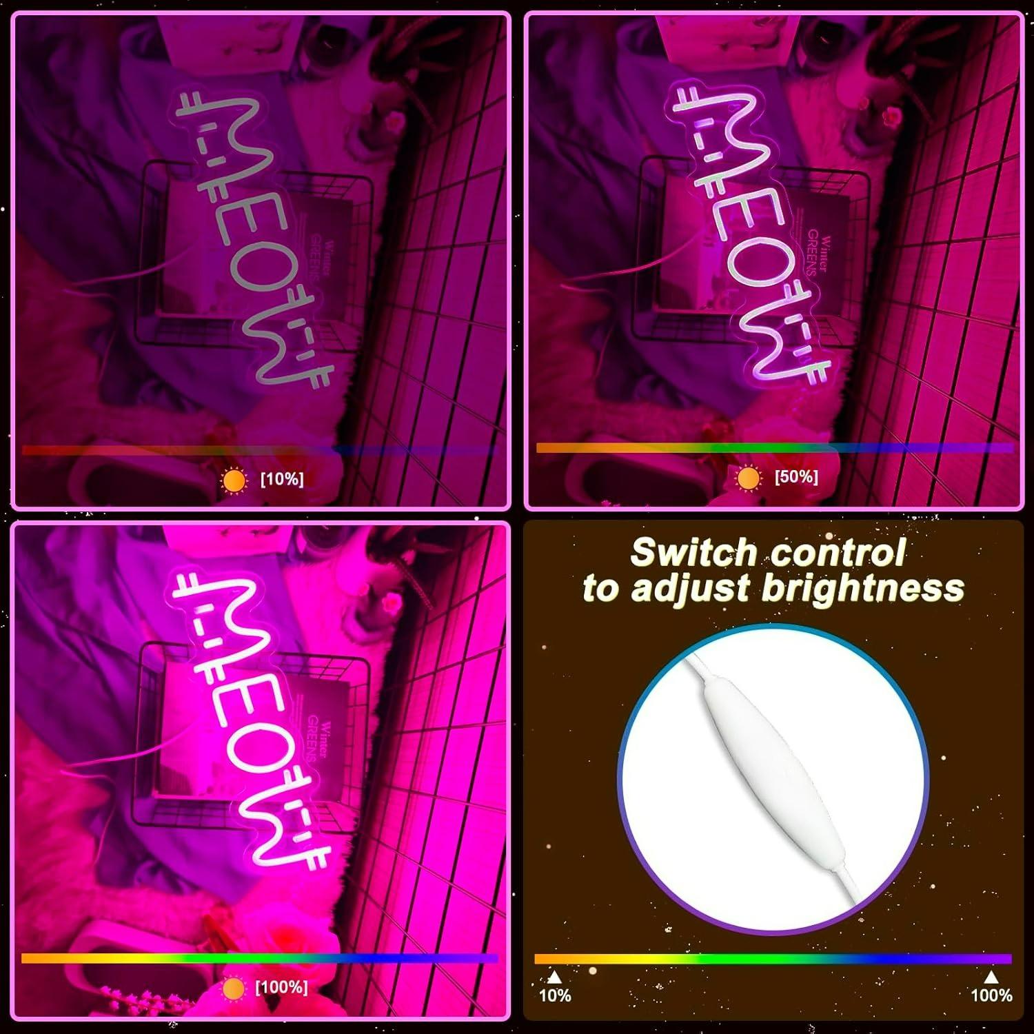 Meow Neon Sign Cat USB Powered - Home Decor Lighting 评论和价格