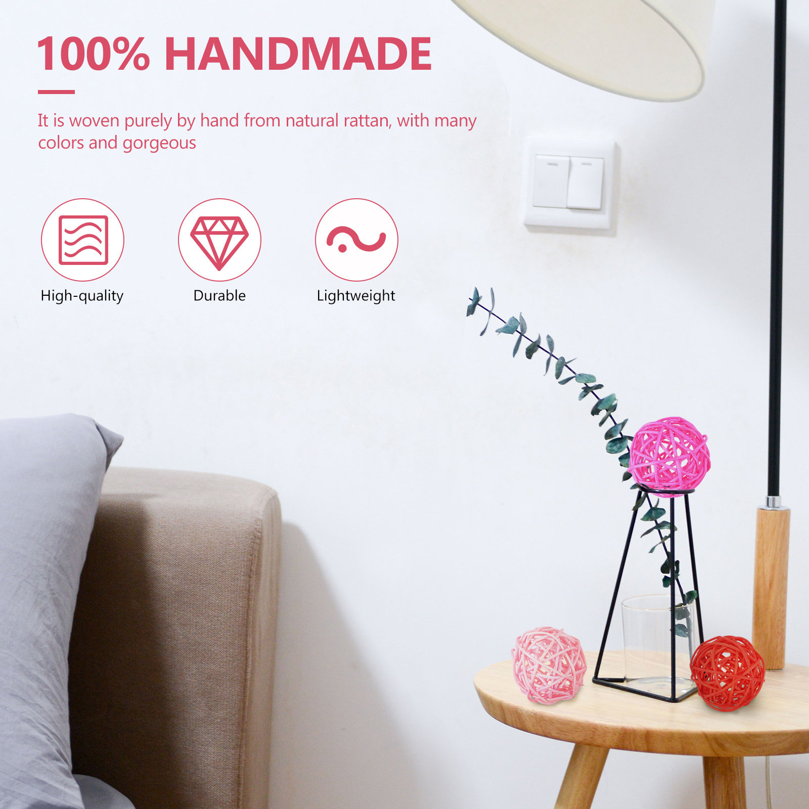 20Pcs Rattan Balls Decorative  - Home Decor Rattan 评论和价格