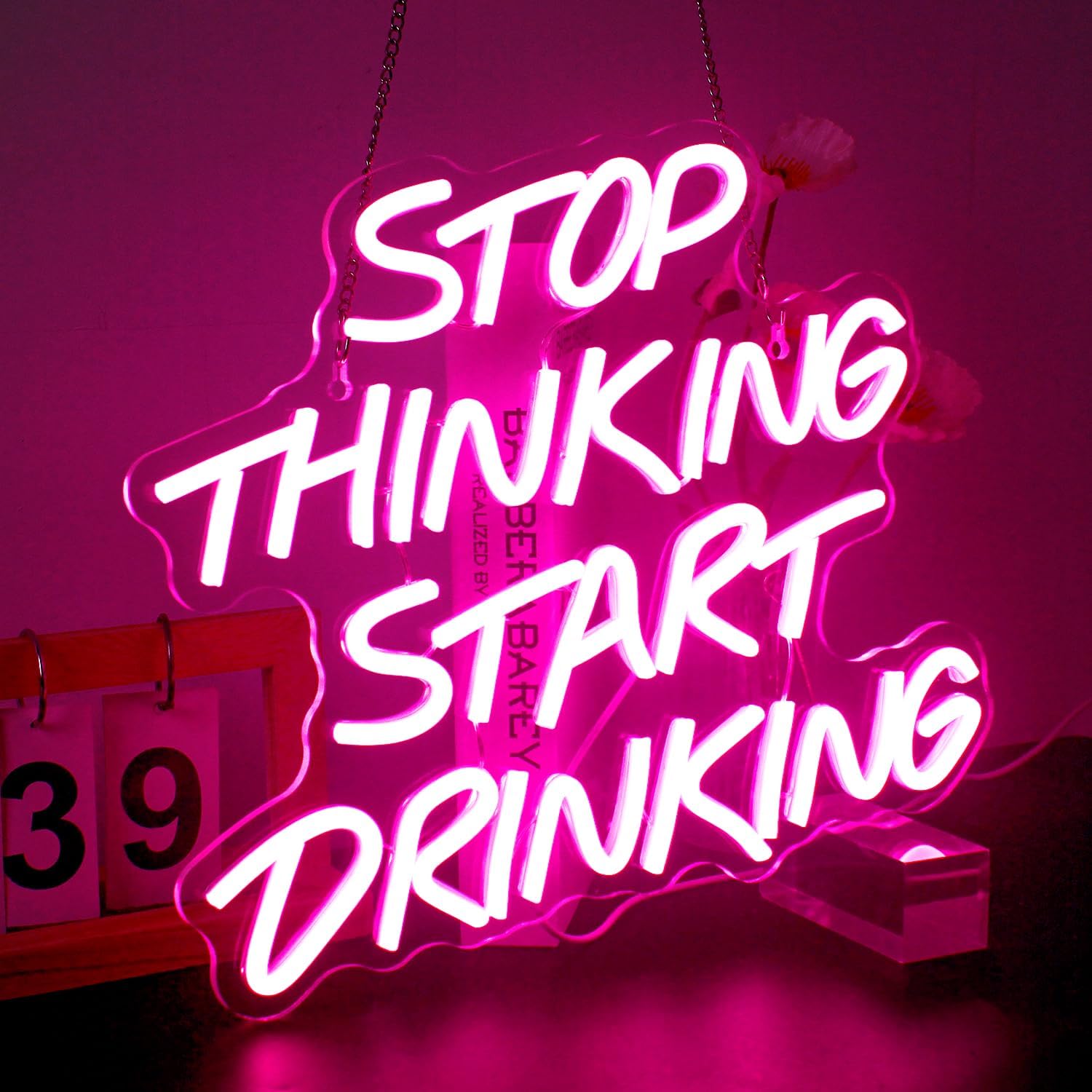 Stop Thinking Start Drinking H - Home Decor Quotes Ideas 评论和价格