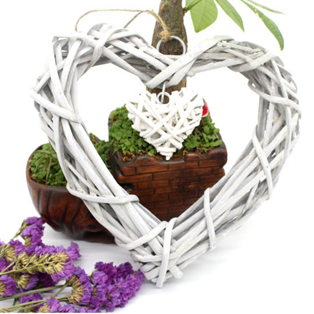 Rustic Love Heart Hanging Craf - Home Decor Rattan 评论和价格